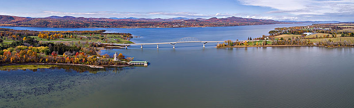 湖,桥,烟囱,佛蒙特州,美国,北美