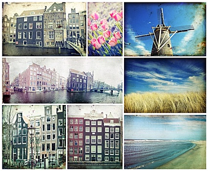 抽象拼贴画,多样,照片,荷兰