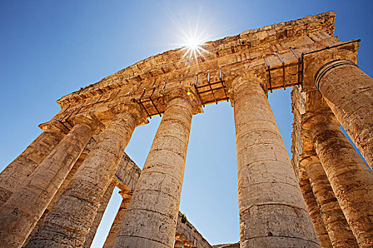 柱子,寺庙,塞杰斯塔,西西里