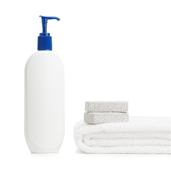 洗发水,瓶子,浮石,白色背景