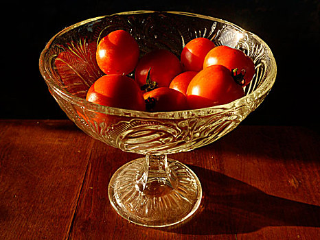 玻璃碗,红色,西红柿,葡萄