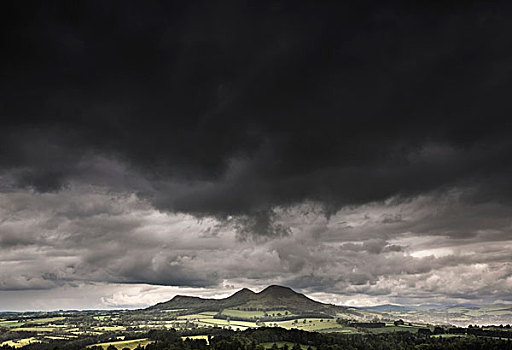 风景,暗色,乌云,上方,苏格兰边境,苏格兰