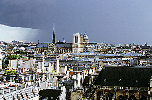 法国,巴黎,景色,圣母大教堂,祠庙