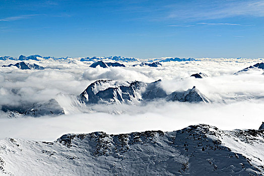 风景,顶峰,厄茨泰,阿尔卑斯山,云,后面,白云岩,提洛尔,奥地利,欧洲