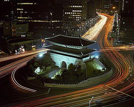 景观灯,南大门,南门,首尔,韩国
