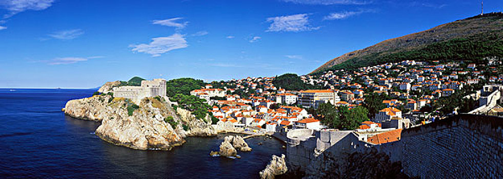 城墙,要塞,海岸,杜布罗夫尼克,达尔马提亚,克罗地亚,欧洲