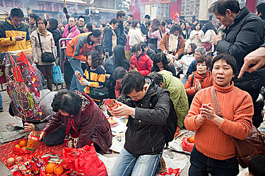 拥挤,春节,黃大仙祠,香港