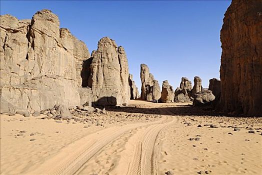 岩石构造,撒哈拉沙漠,阿尔及利亚,北非