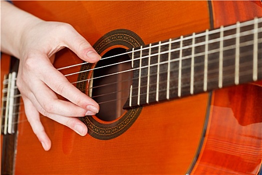 女性,手,演奏,木吉他