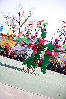 北京春节庙会上的节目表演