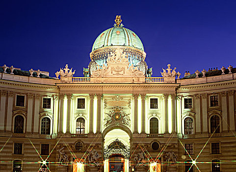 霍夫堡皇宫,晚间,景色,维也纳,奥地利,欧洲