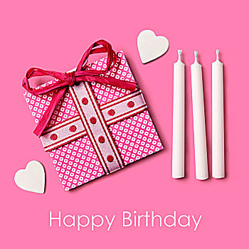 粉色,生日礼物,蜡烛