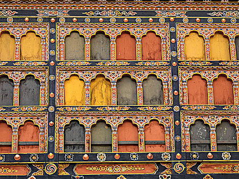建筑细节,窗户,宗派寺院,不丹,山谷,地区