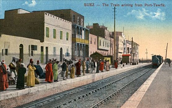 列车,到达,港口,苏伊士,埃及,20世纪