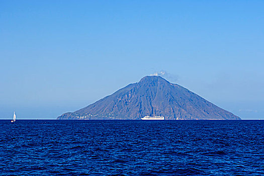 喷发,火山,山,风景,伊特鲁里亚海,埃奥利群岛,意大利,欧洲