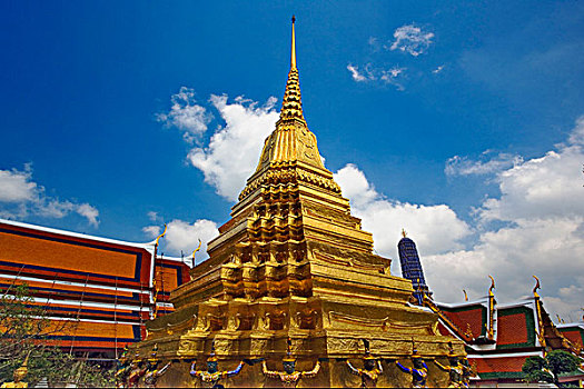 塑像,保护,镀金,佛塔,玉佛寺,曼谷,泰国