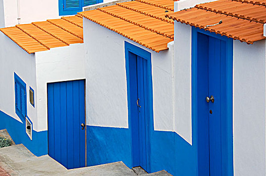 蓝色,白色,建筑,马德拉岛