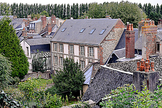 法国,法国北部,下诺曼底,翁弗勒,风景,屋顶