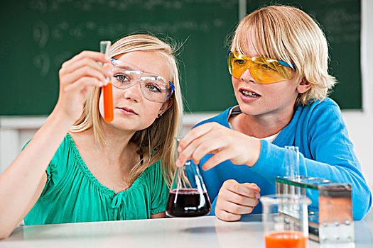 学童,化学,实验,授课