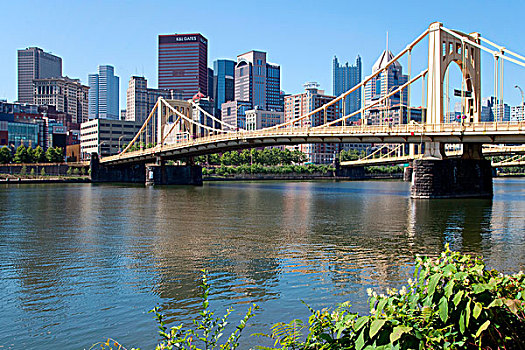 桥,立交桥,河,匹兹堡