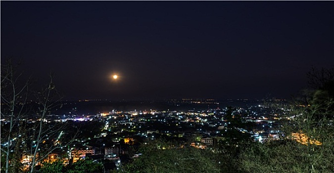 夜景,城市,泰国