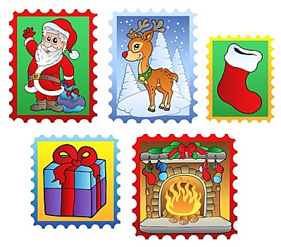 多样,圣诞节,邮政,邮票