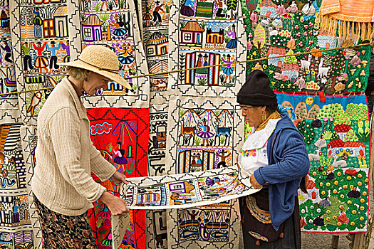 厄瓜多尔,旅游,购物,市场,土著人,围绕,乡村