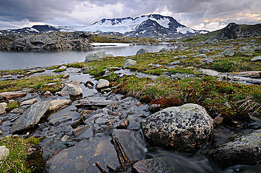 风景,山,冰河,尤通黑门山,国家,公园,挪威,斯堪的纳维亚,欧洲