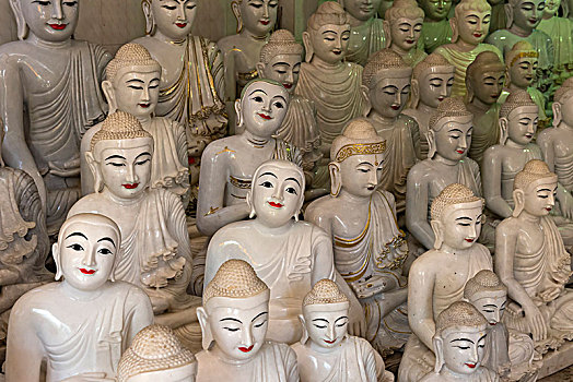 佛像,工作间,靠近,瑞光大金塔,仰光,缅甸,亚洲