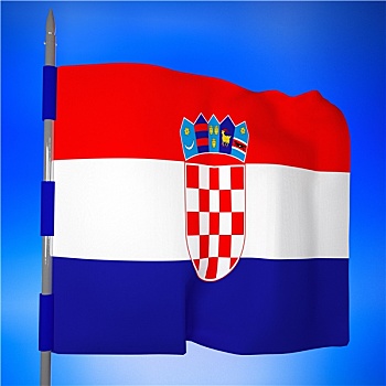 克罗地亚,旗帜,蓝天