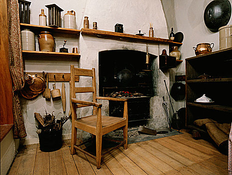 重建,19世纪,乡村,厨房