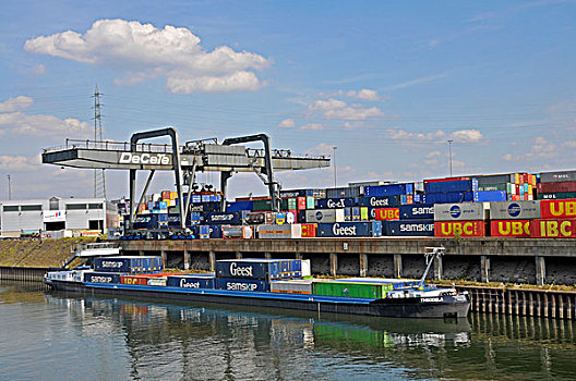 货物,船,装载,港口,杜伊斯堡,北莱茵威斯特伐利亚,德国,欧洲