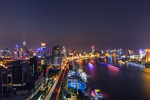 上海,黄浦江,两岸,夜景