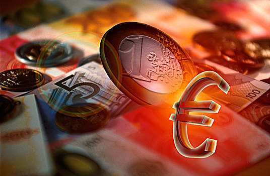 欧元标志,正面,欧元,货币,硬币,插画