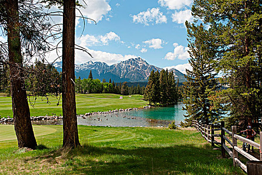 高尔夫球杆,湖,碧玉国家公园,艾伯塔省,加拿大