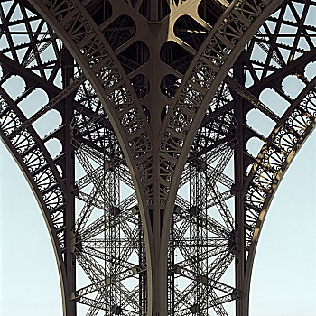 法国,巴黎,艾菲尔铁塔,特写,蓝色,欧洲,景象,地标建筑,塔,铁,金属,科技,建筑,宽阔,优雅,历史,创意