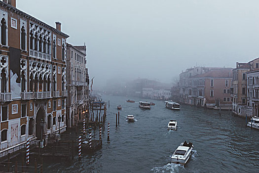 俯视图,摩托艇,模糊,运河,威尼斯,意大利