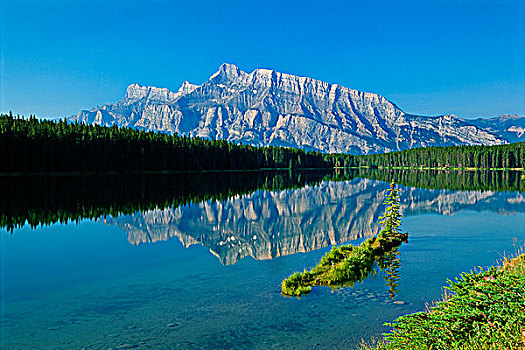 山,反射,伦多山,班芙国家公园,艾伯塔省,加拿大