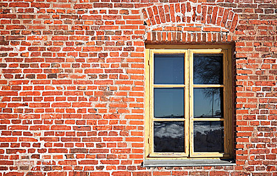 背景,纹理,老,红砖,墙壁,窗户