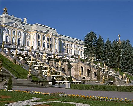 大喷泉,宫殿,彼得宫,彼得斯堡,俄罗斯