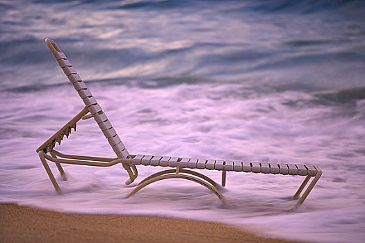 休闲椅,海滩,考艾岛,夏威夷,美国