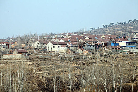 乡村,土地,建筑,村庄,房子,北方,冬季