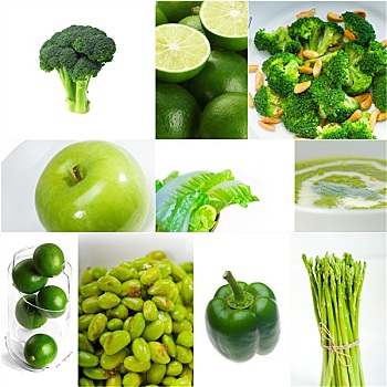 绿色,健康食物,抽象拼贴画,收集