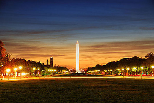 国家广场,光亮,夜晚,华盛顿特区