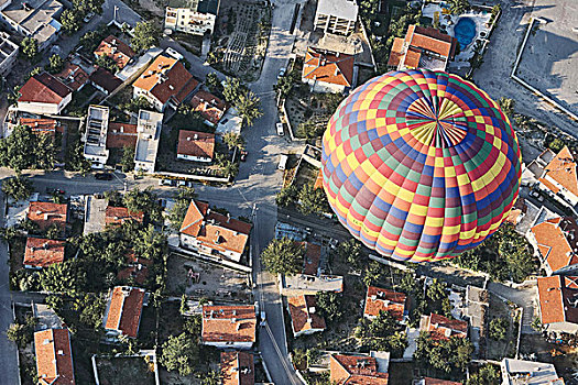 俯视,热气球,卡帕多西亚,安纳托利亚,土耳其