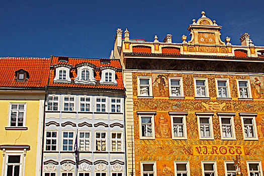 彩色,建筑,老城,布拉格,捷克共和国