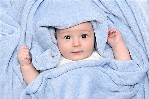 漂亮,婴儿,沐浴,毯子