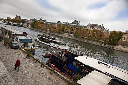 驳船,塞纳河,巴黎,法兰西岛,法国