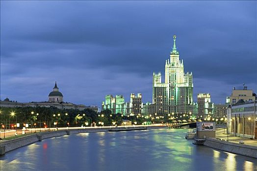 建筑,堤,莫斯科,俄罗斯