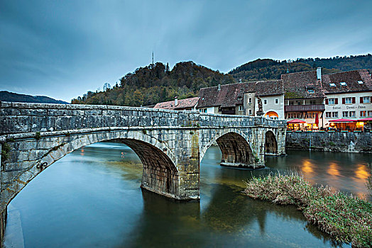 晚间,中世纪,桥